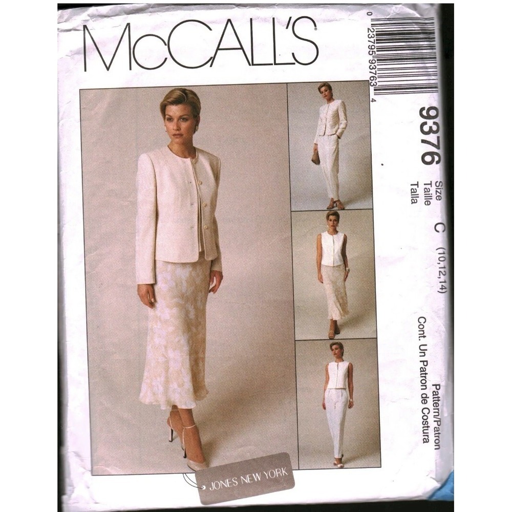 McCalls 9376 Vintage 90s Sewing Pattern Jones New York Jacket Vest Pants Skirt